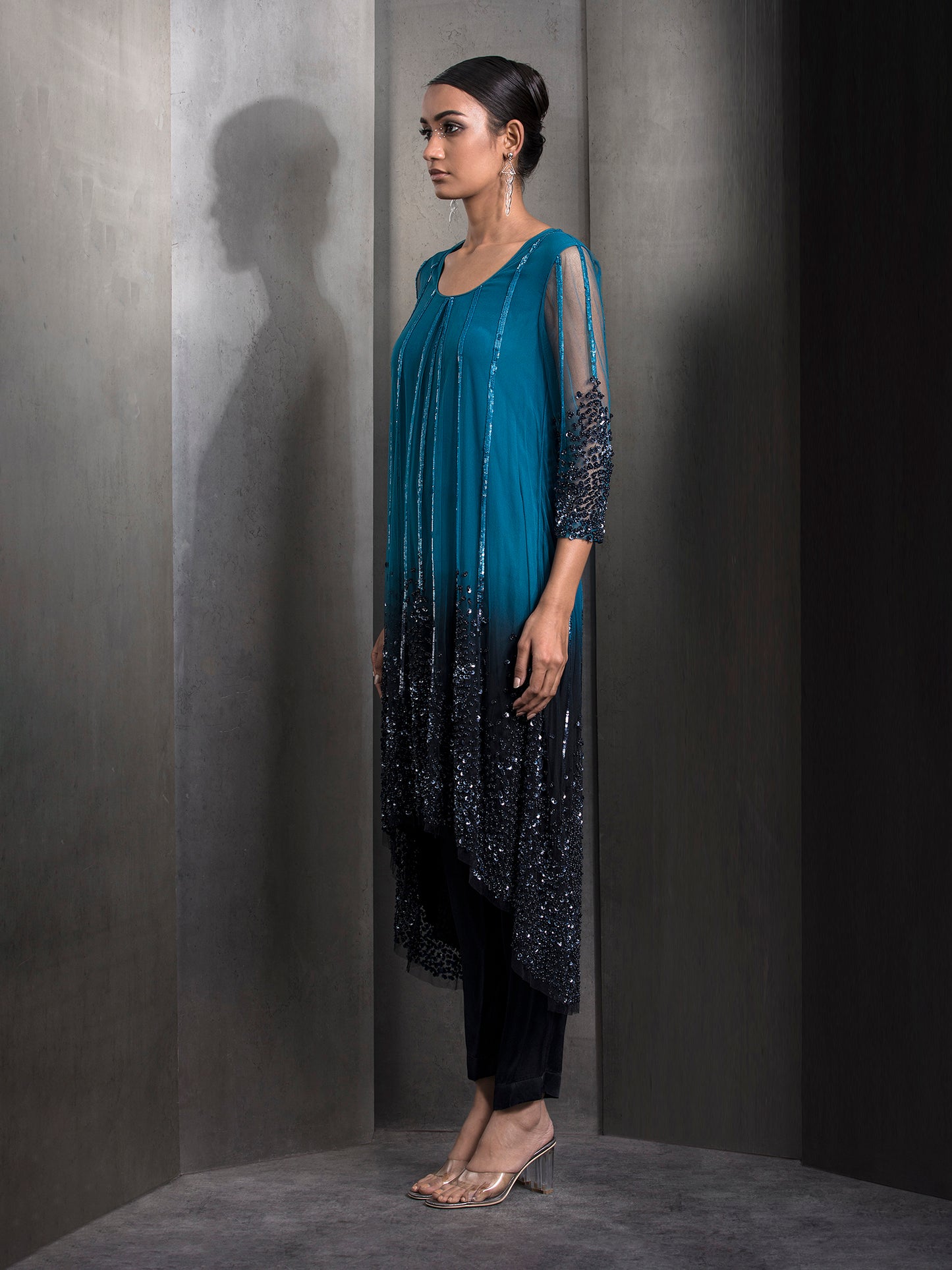Yoke Embellished Ombre Kurta