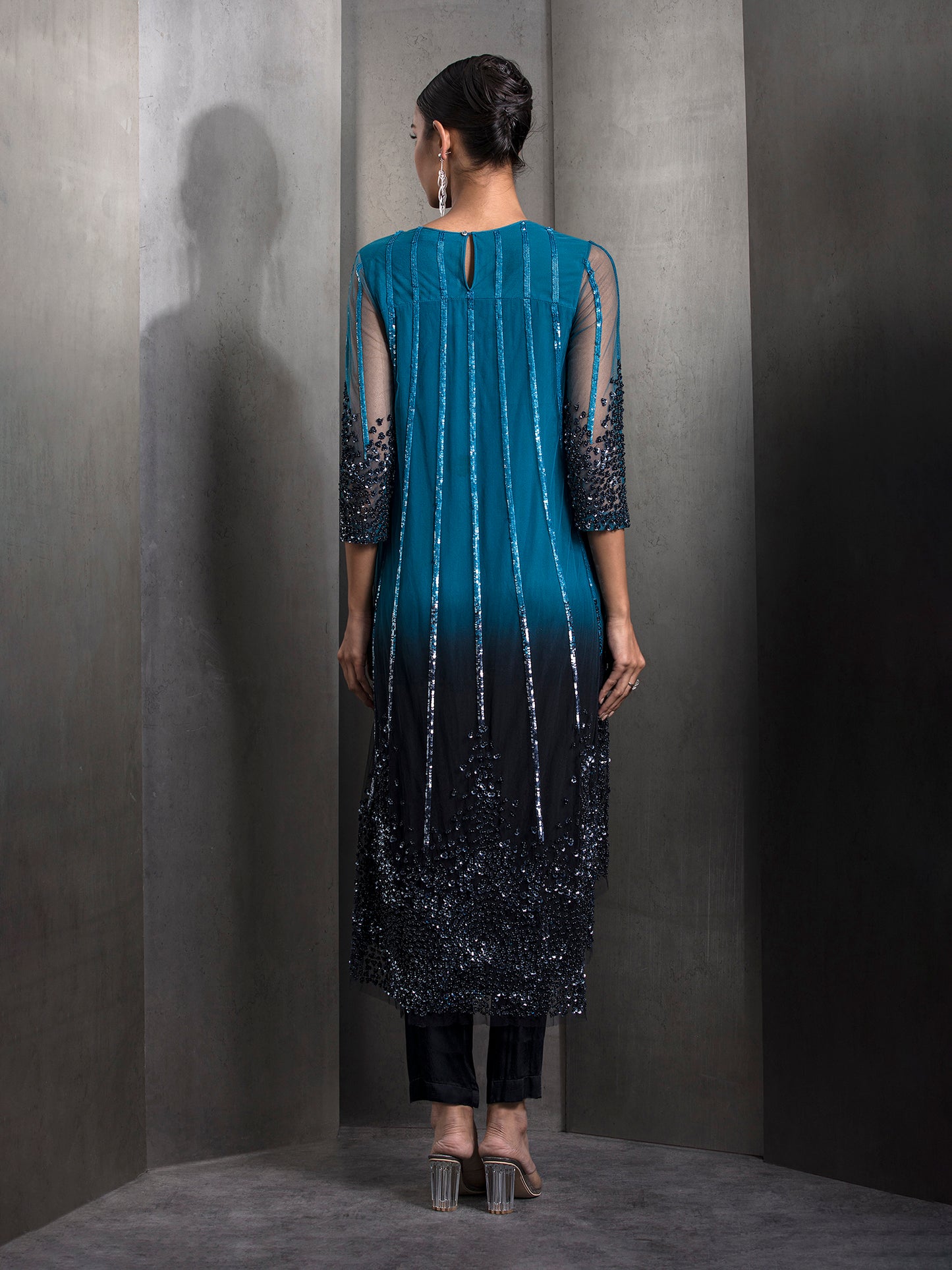 Yoke Embellished Ombre Kurta