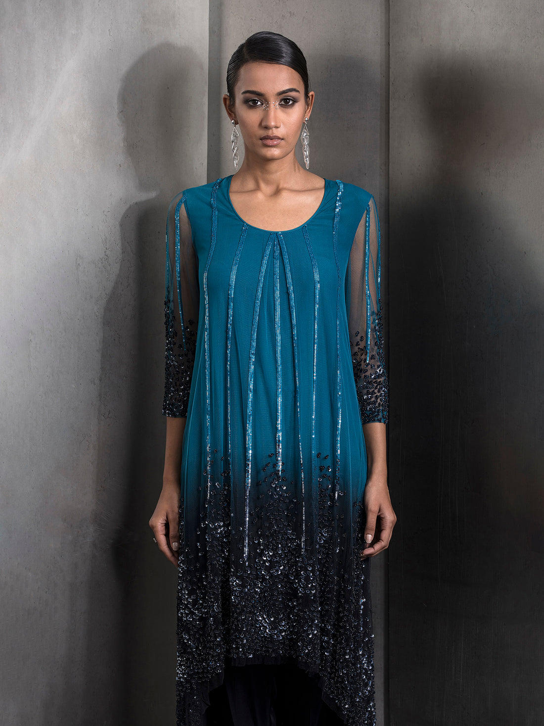Yoke Embellished Ombre Kurta