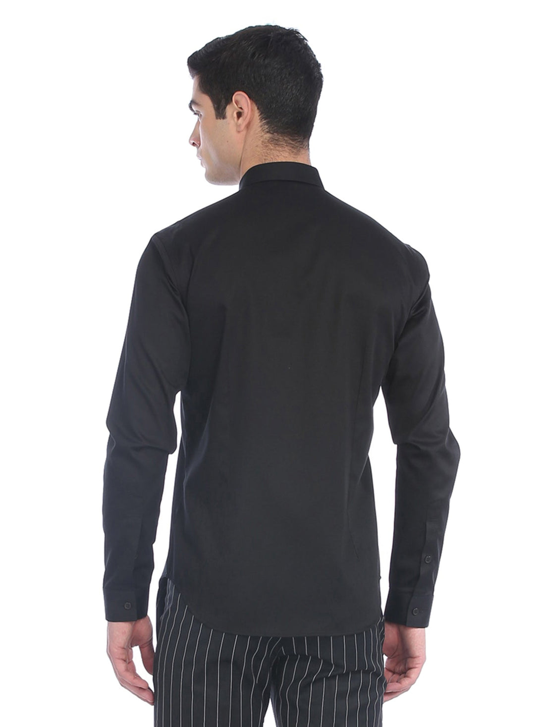 Black Leather Placket Shirt