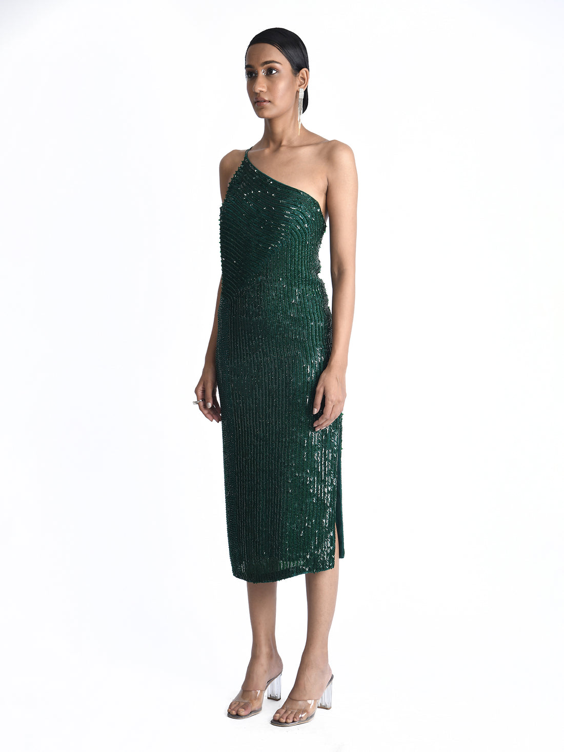 One Shoulder Arrow Sequins Dress