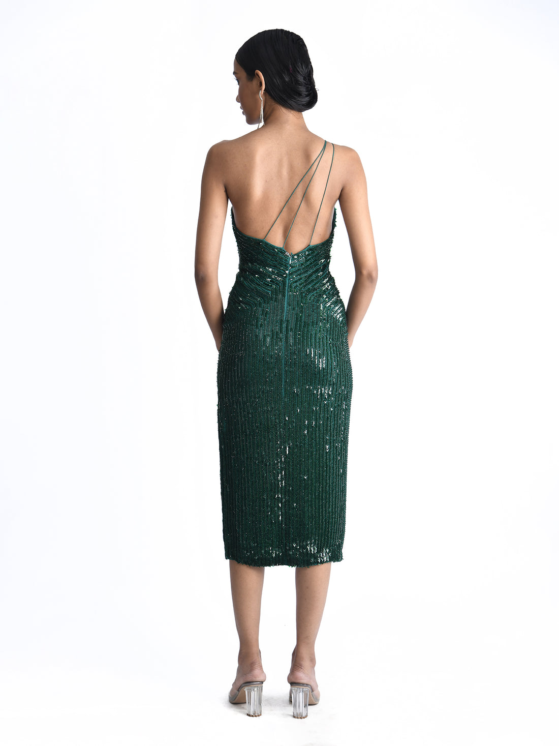 One Shoulder Arrow Sequins Dress
