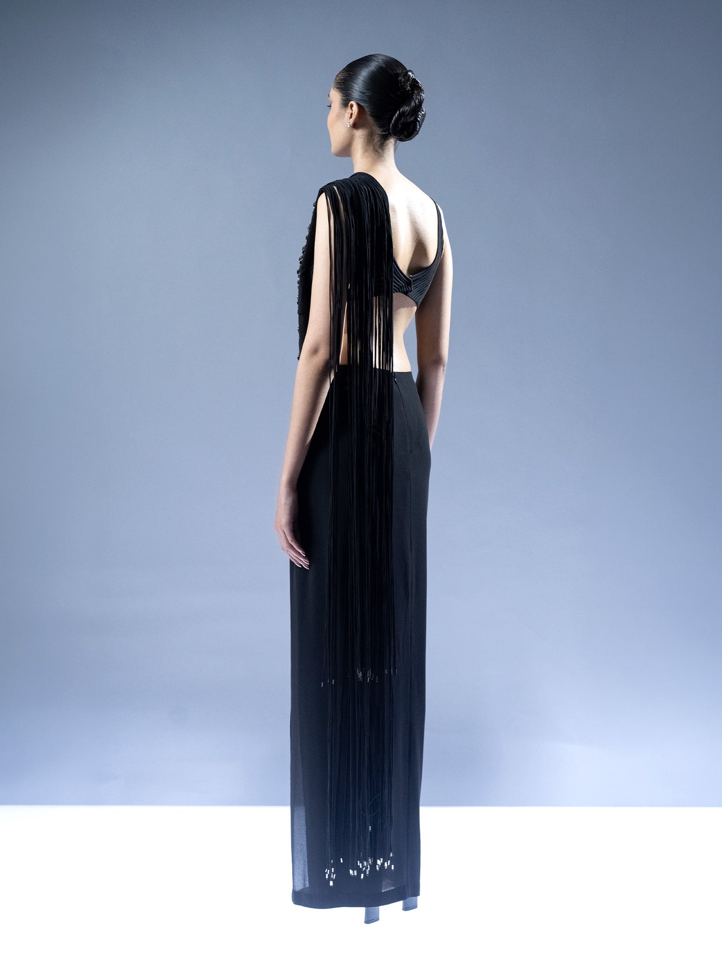 Noir Crystal Drape Saree