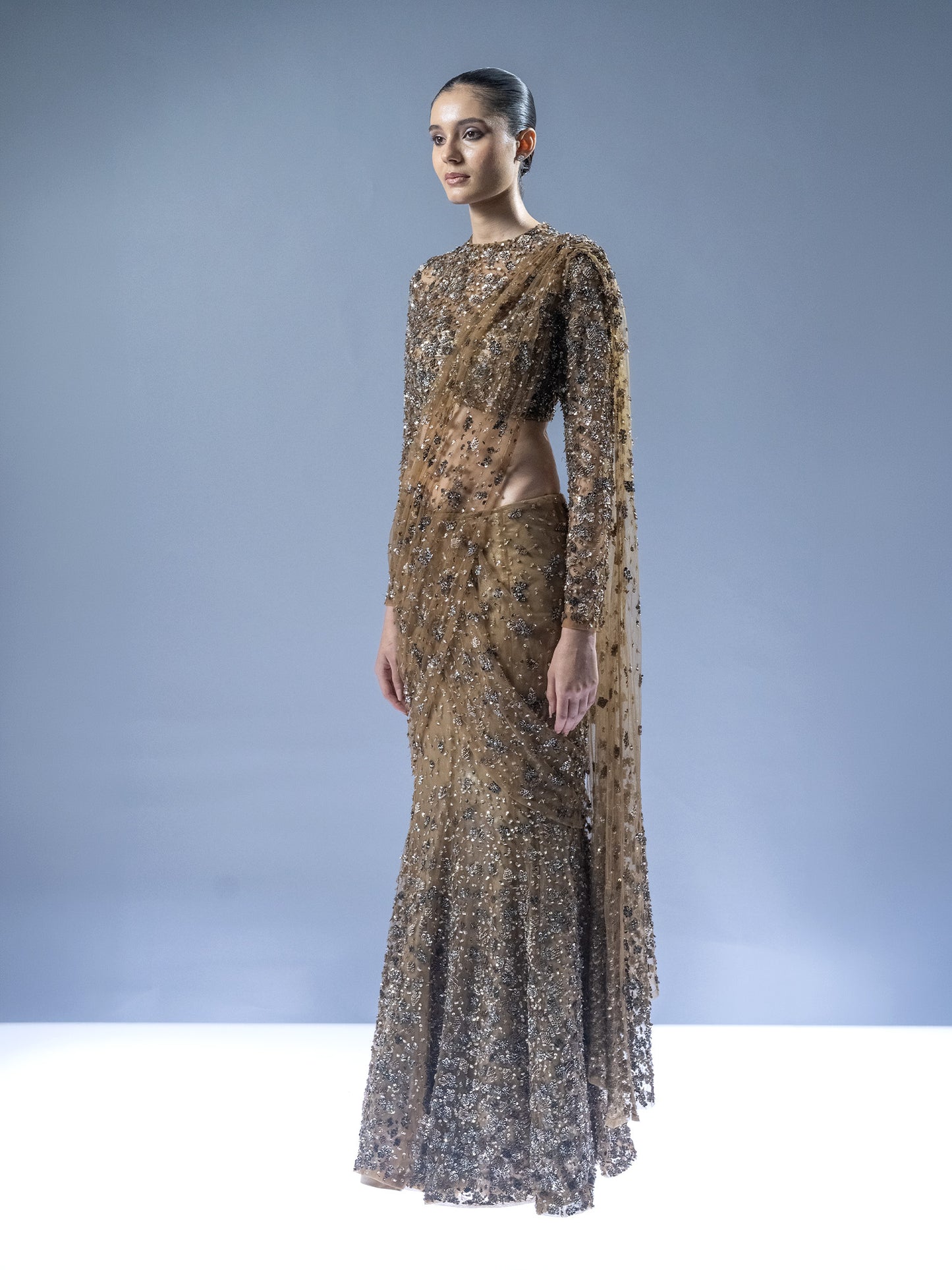 Midnight Ember Drape Saree