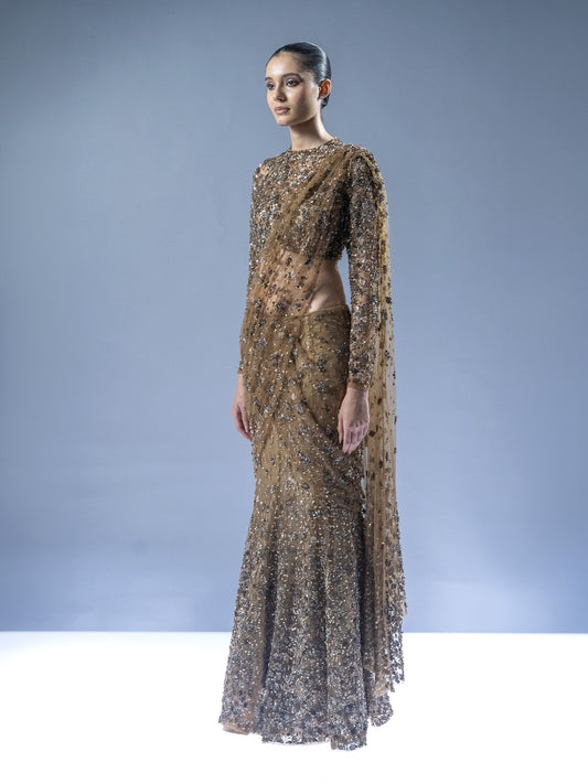 Midnight Ember Drape Saree
