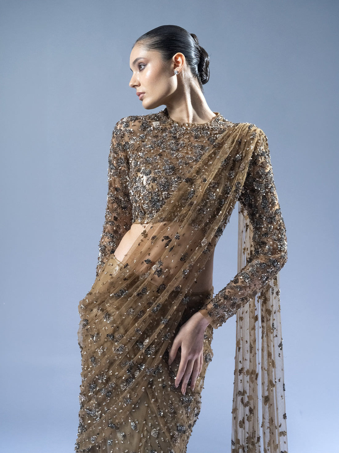 Midnight Ember Drape Saree
