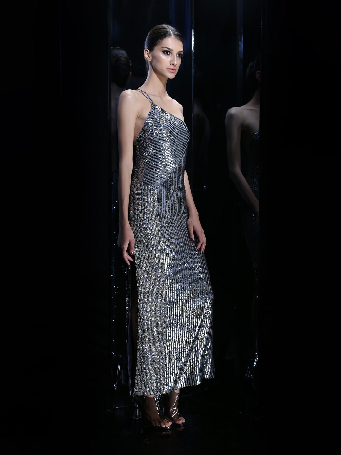 Lunar Mirage One-Shoulder Gown