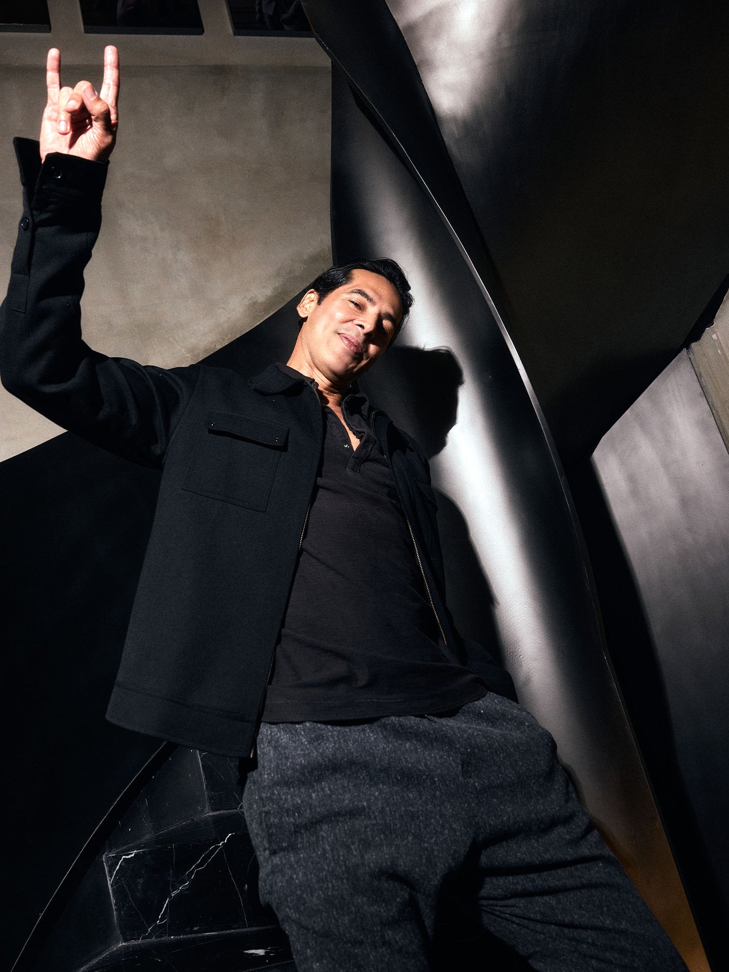 Dino Morea • In a Statement Lycra Bomber Jacket