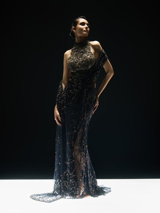 Midnight Ivy Sari