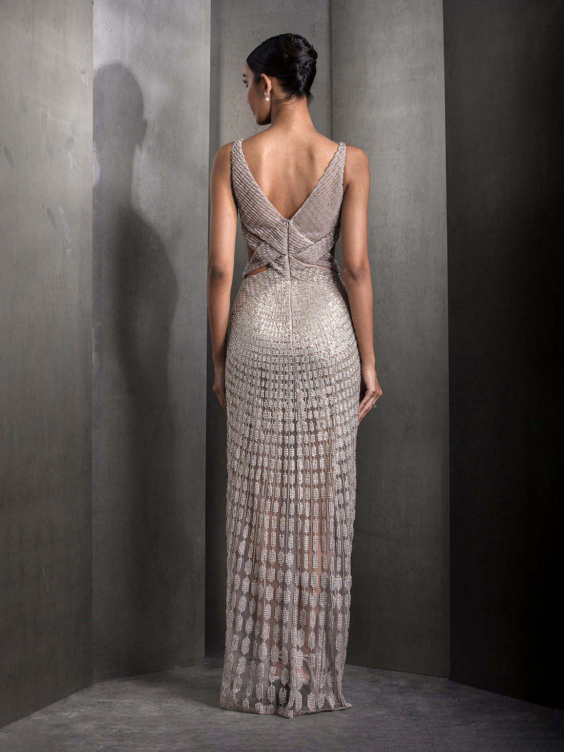 Mist Crossover Panels Gown