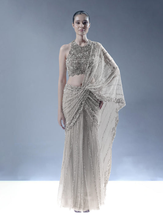 Ocean Gleam Saree