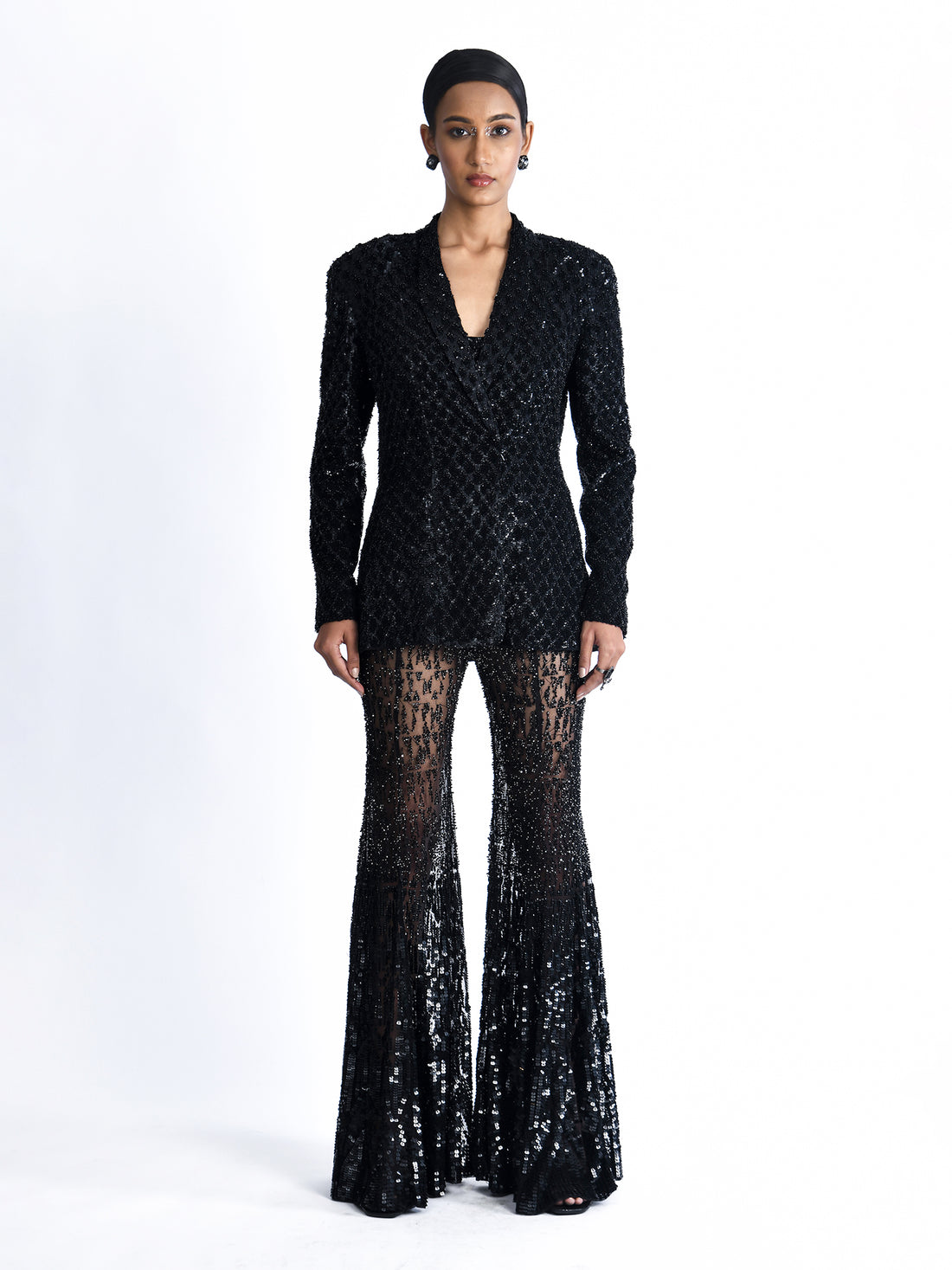 Evadne Sequined Black Jacket