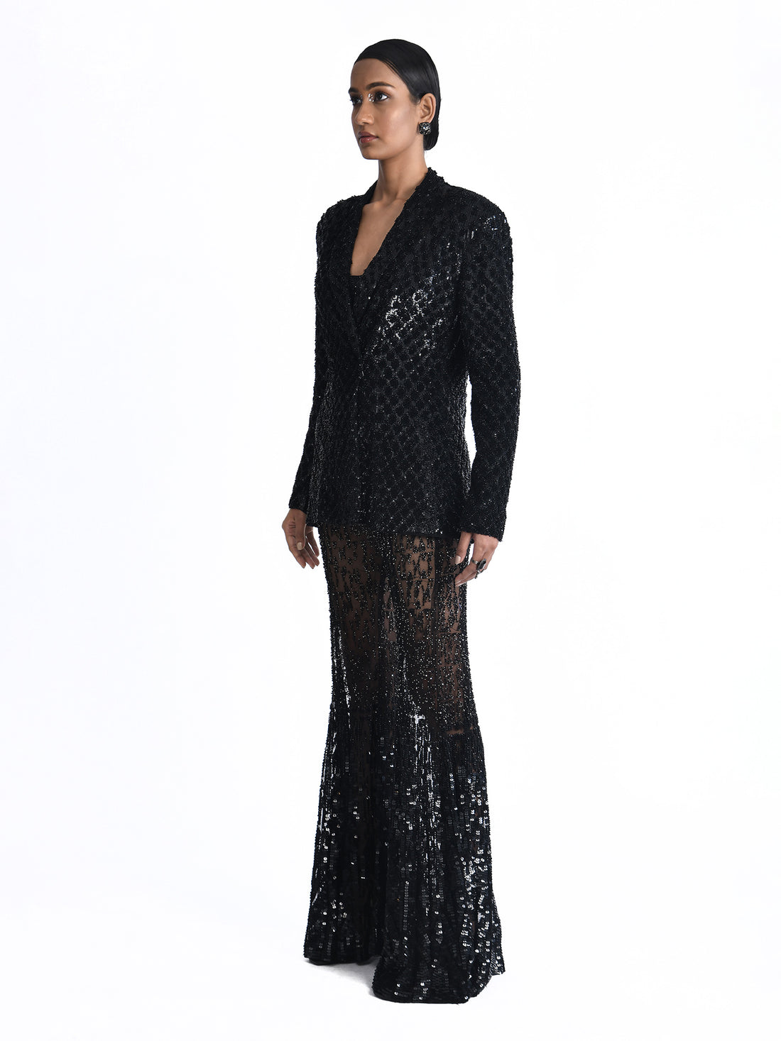 Evadne Sequined Black Jacket