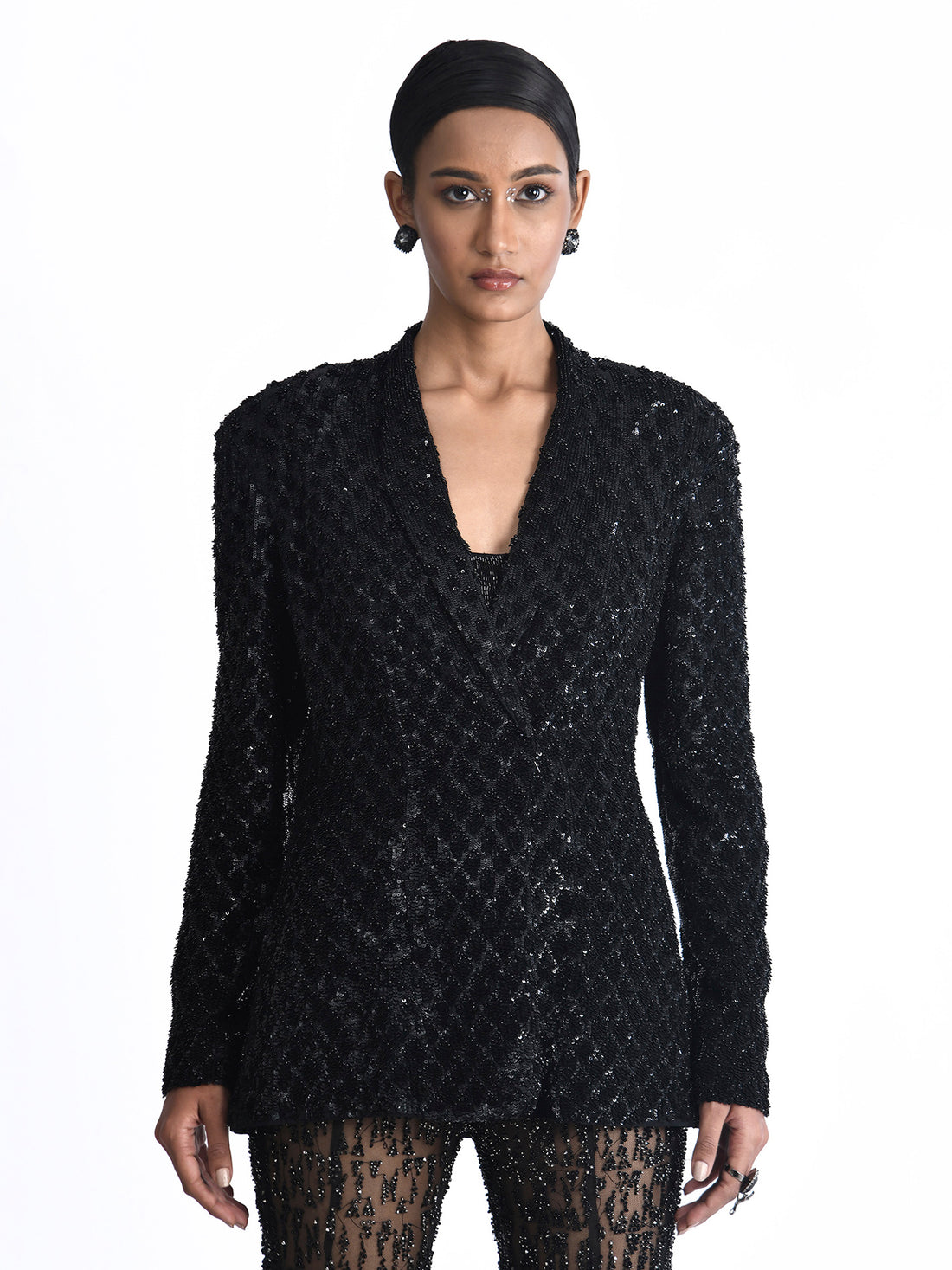 Evadne Sequined Black Jacket