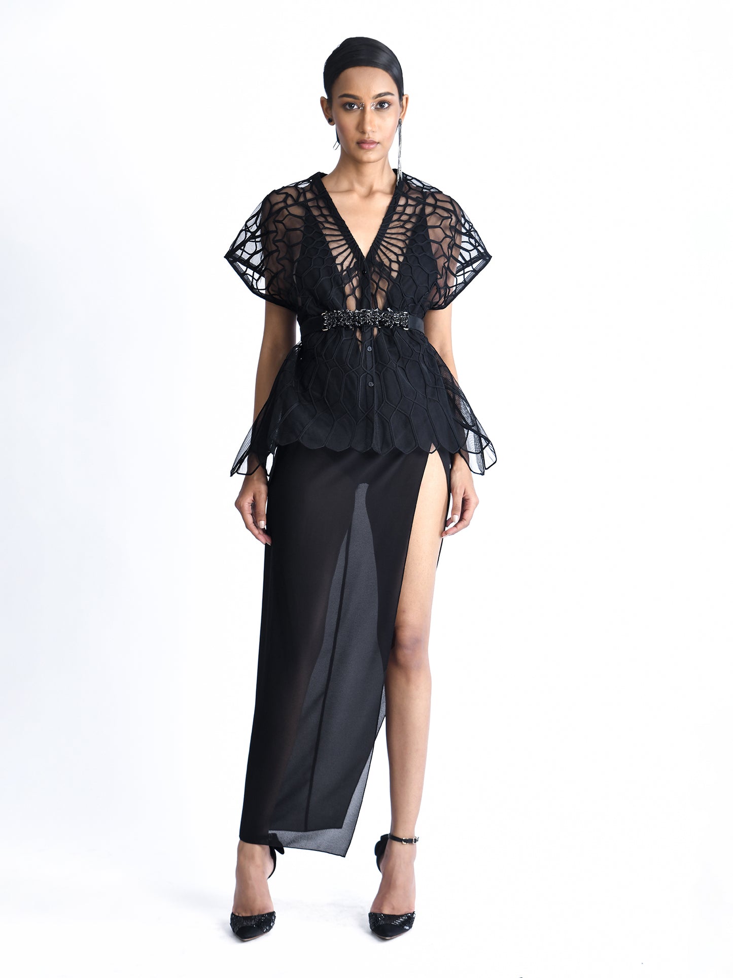 Sculpted Top With Silk Cords