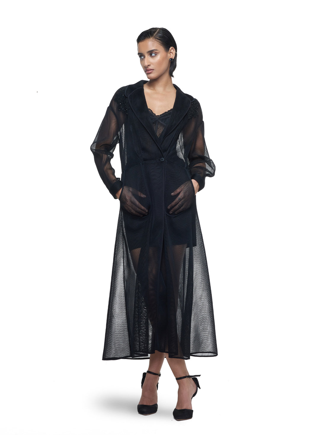 Lace Detail Sheer Jacket