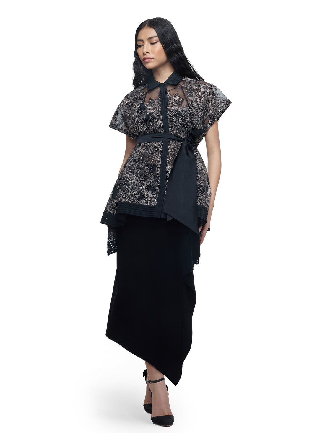 Floral Embroidered Sheer Top