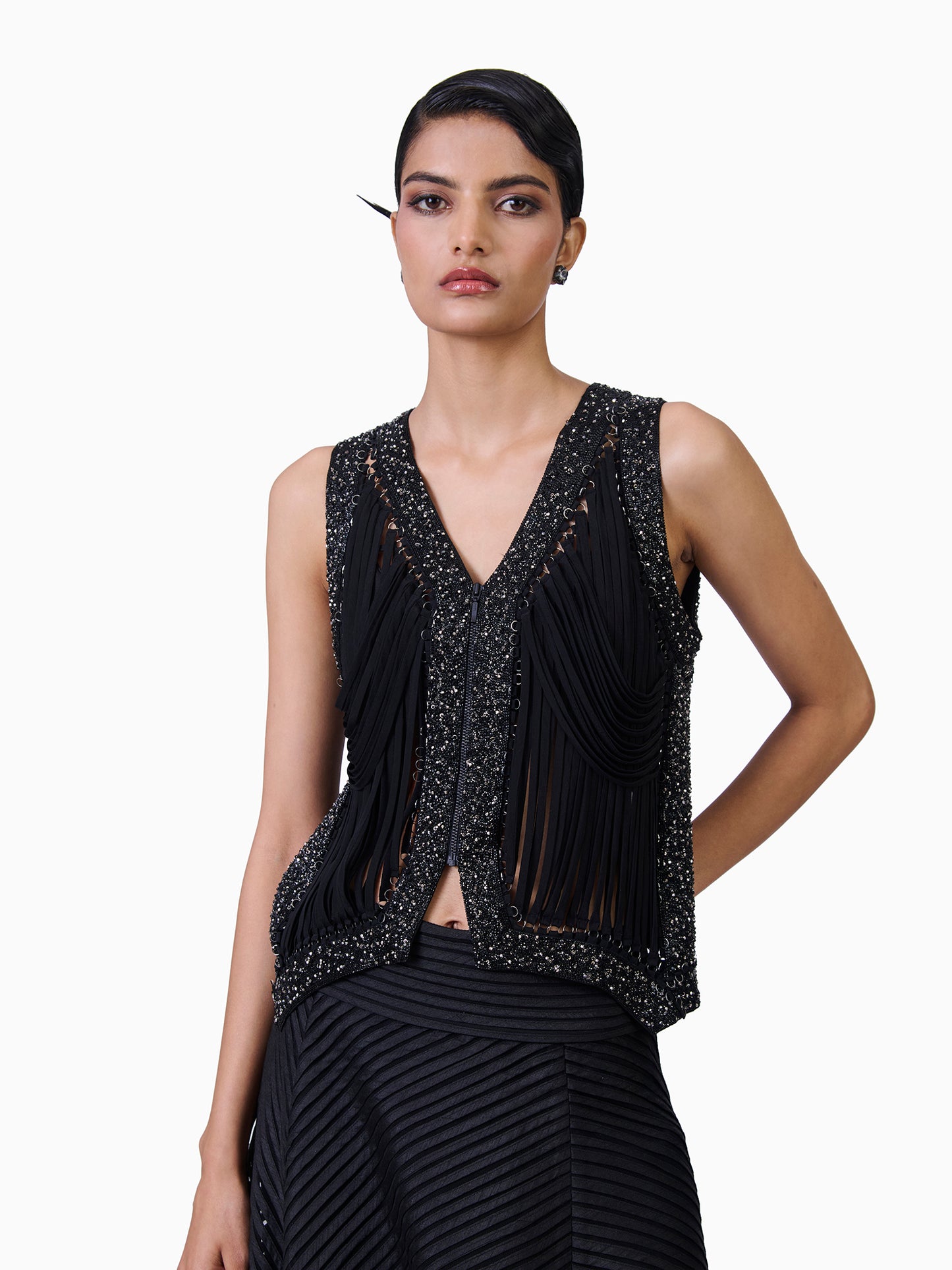 Elegant Black Embellished Jacket