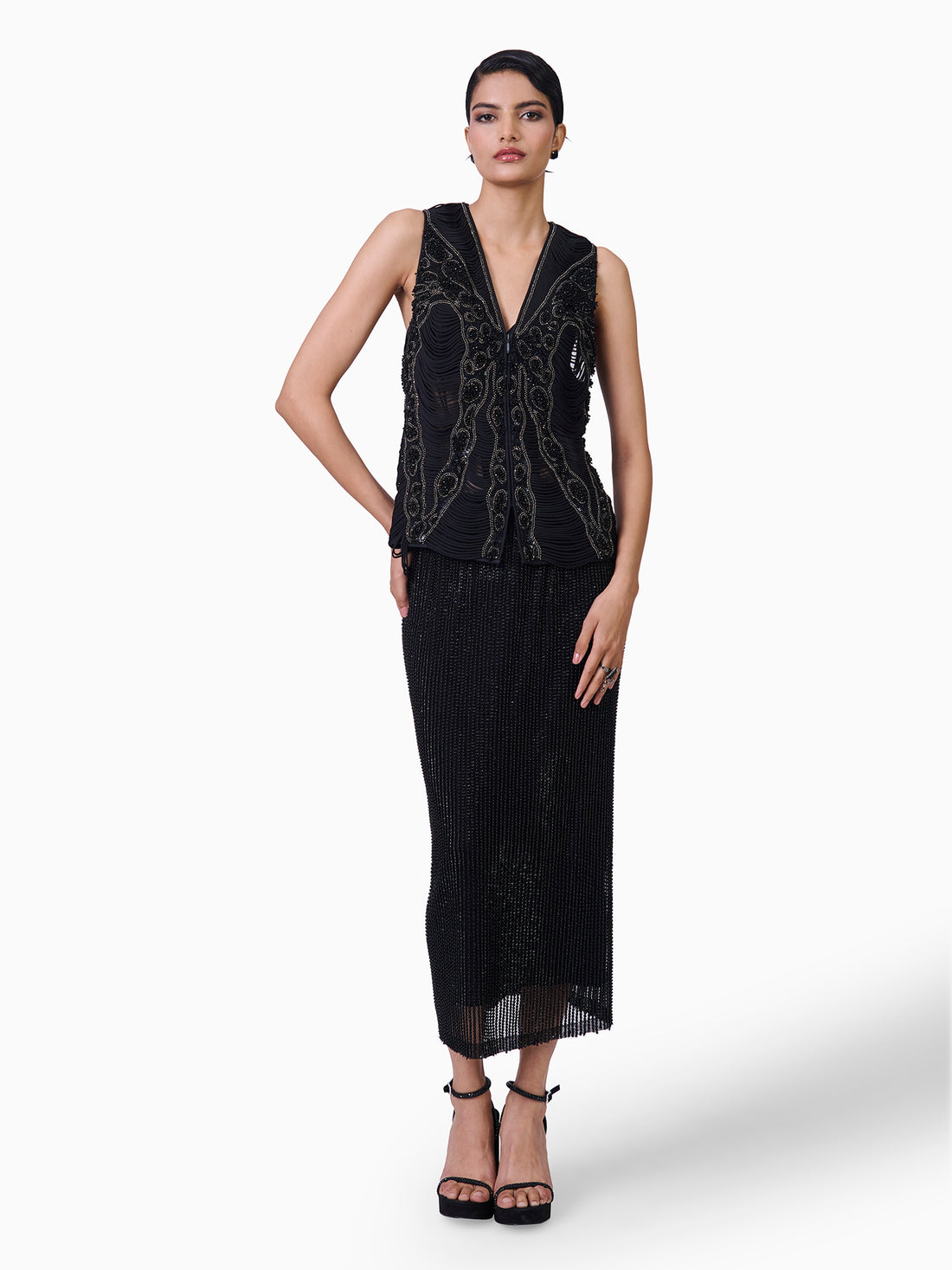 Noir Eclat Embellished Sculpted Jacket