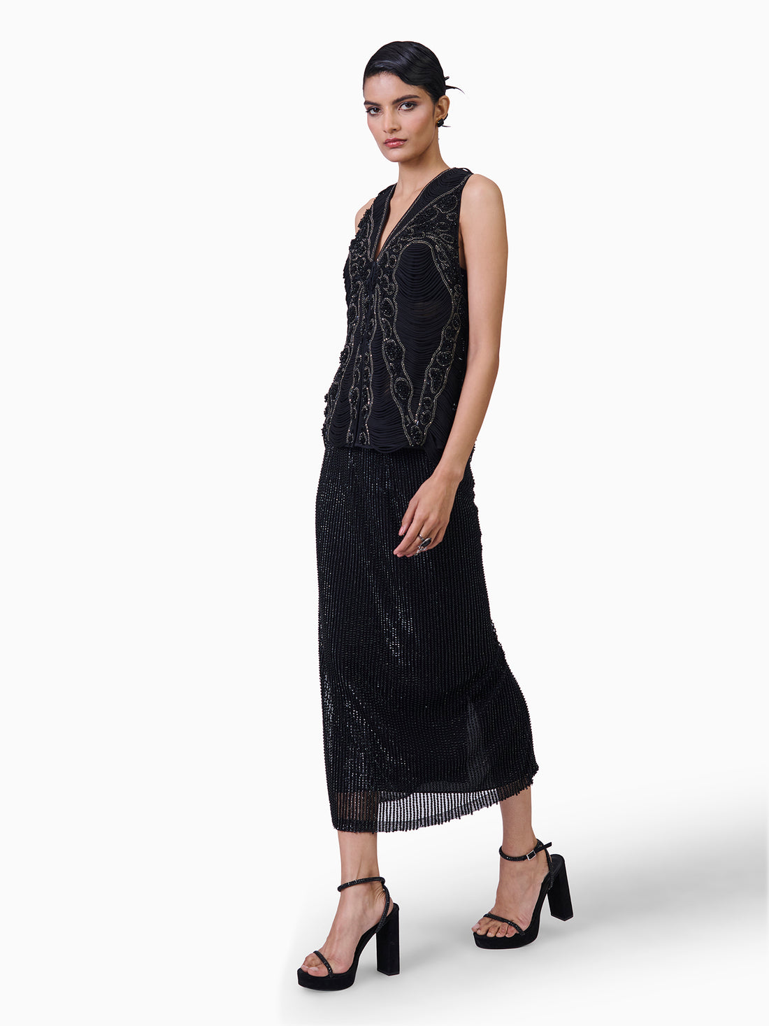 Noir Eclat Embellished Sculpted Jacket