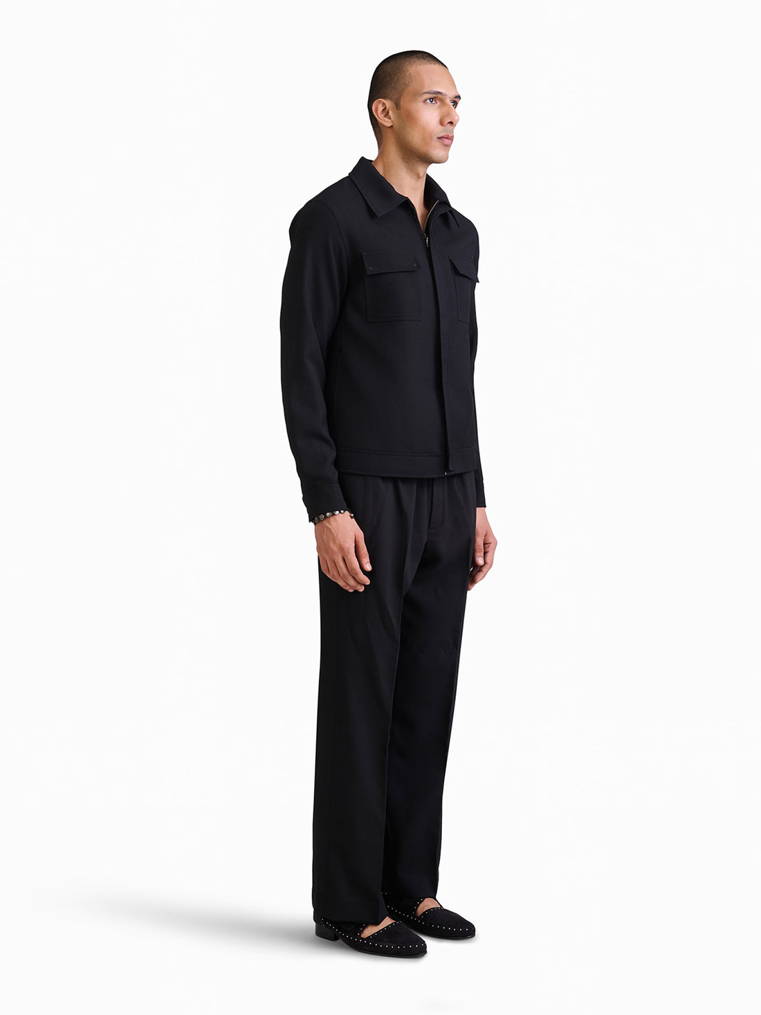 Black Lycra Bomber Jacket