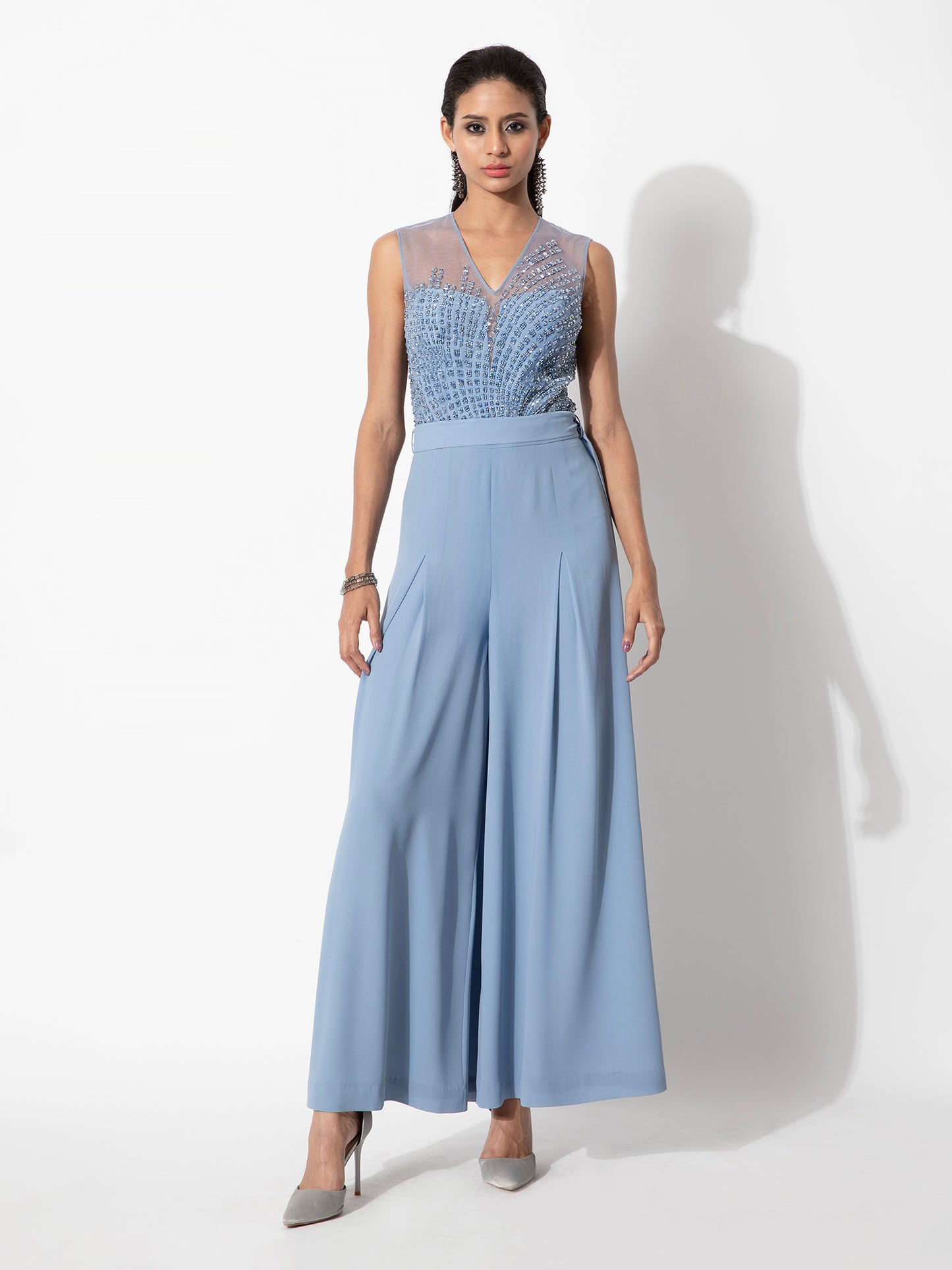 Flared Embroidered Jumpsuit