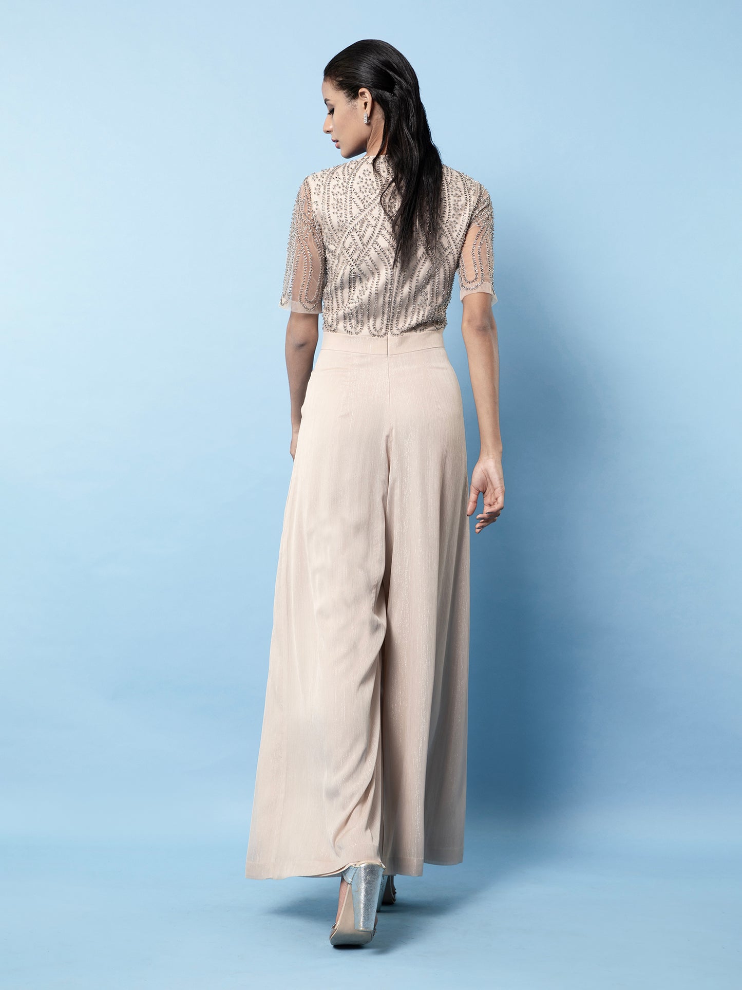 Shimmer Clay Embroidered Jumpsuit