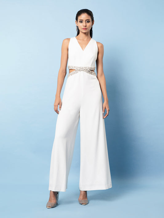 White Embellished Jumpsuit