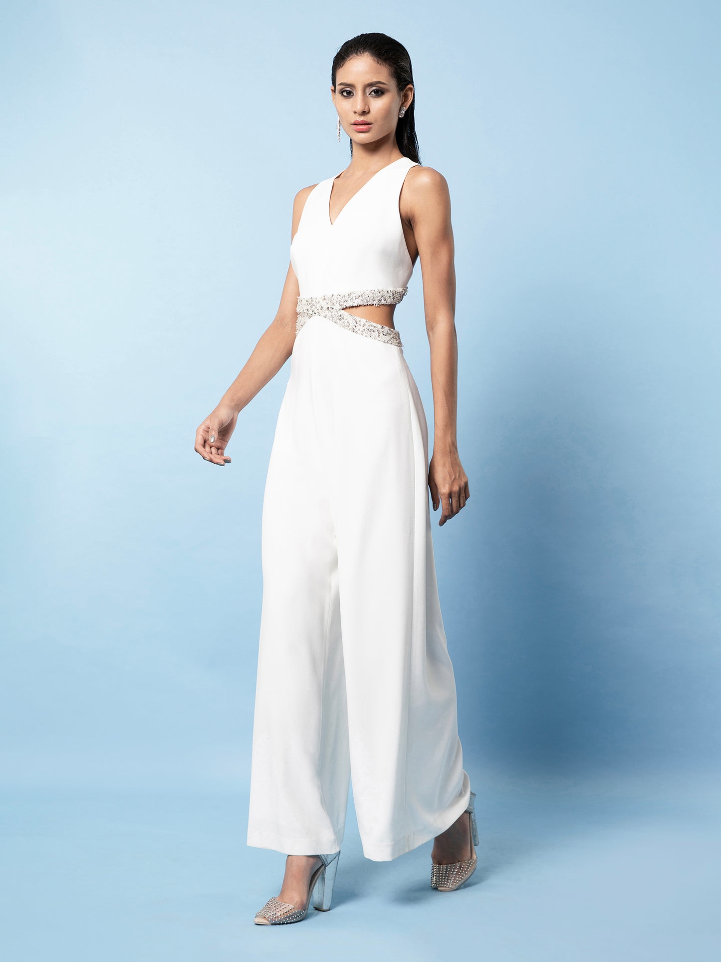 White Embellished Jumpsuit