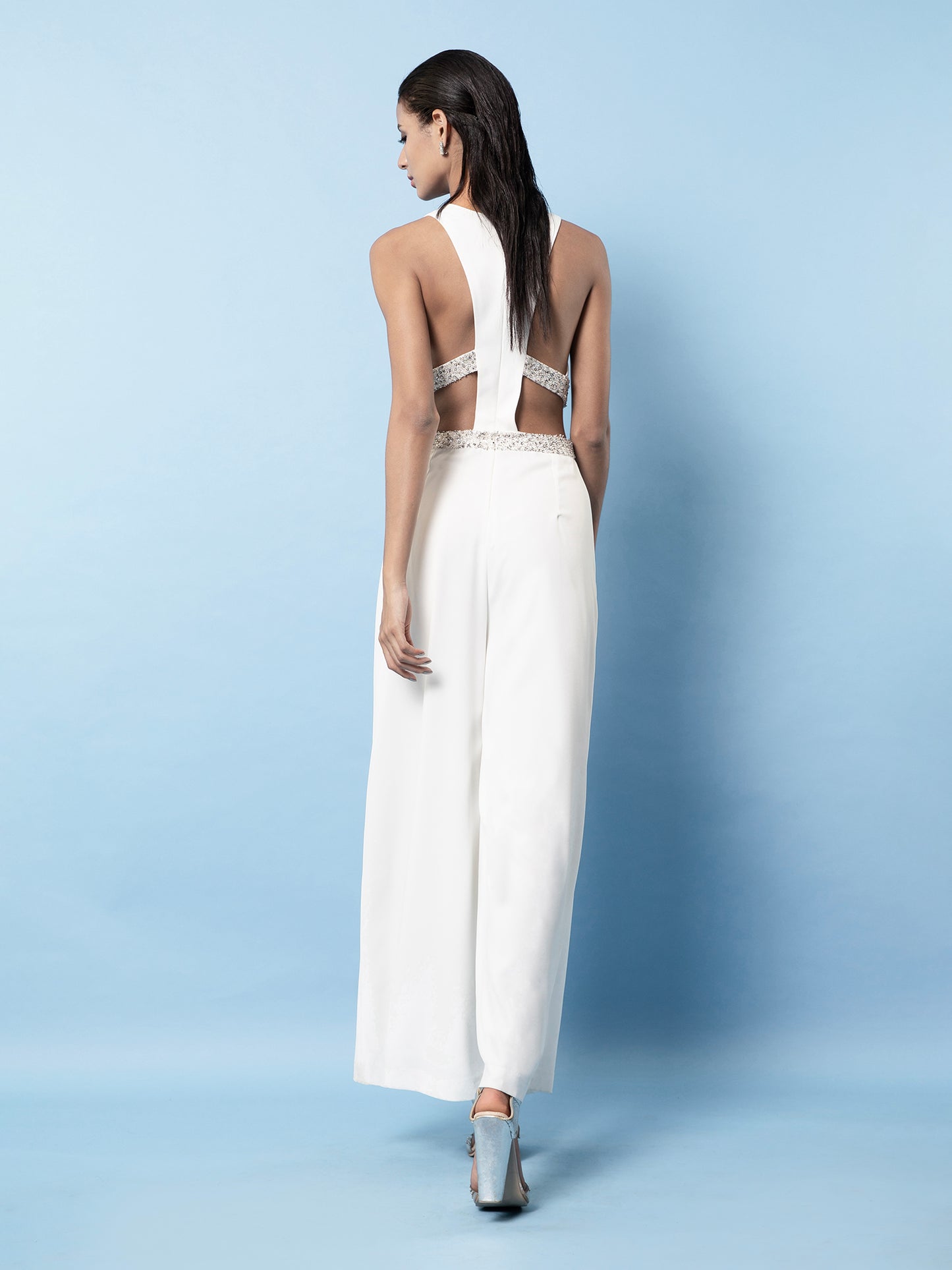 White Embellished Jumpsuit