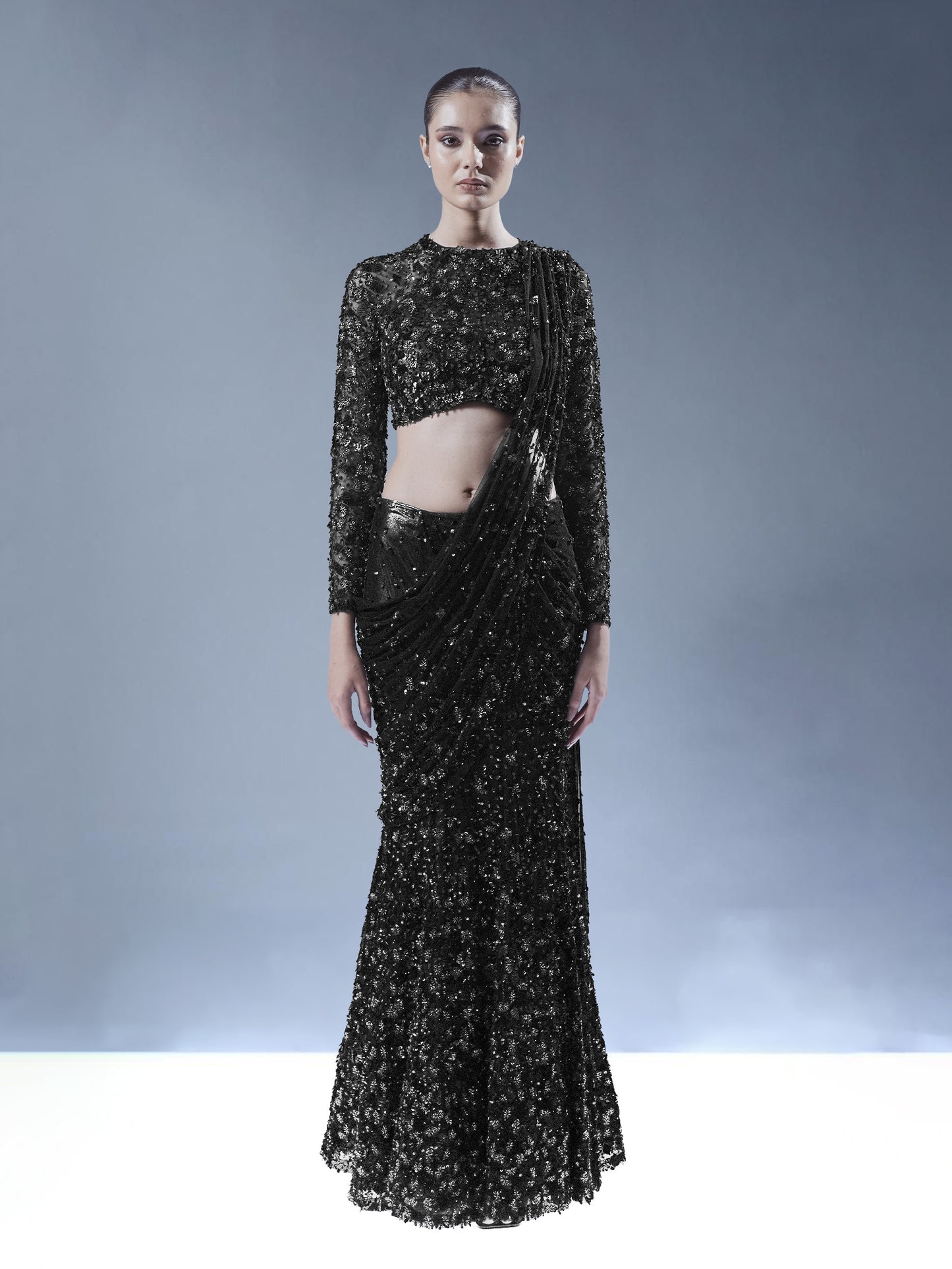 Midnight Ember Drape Saree