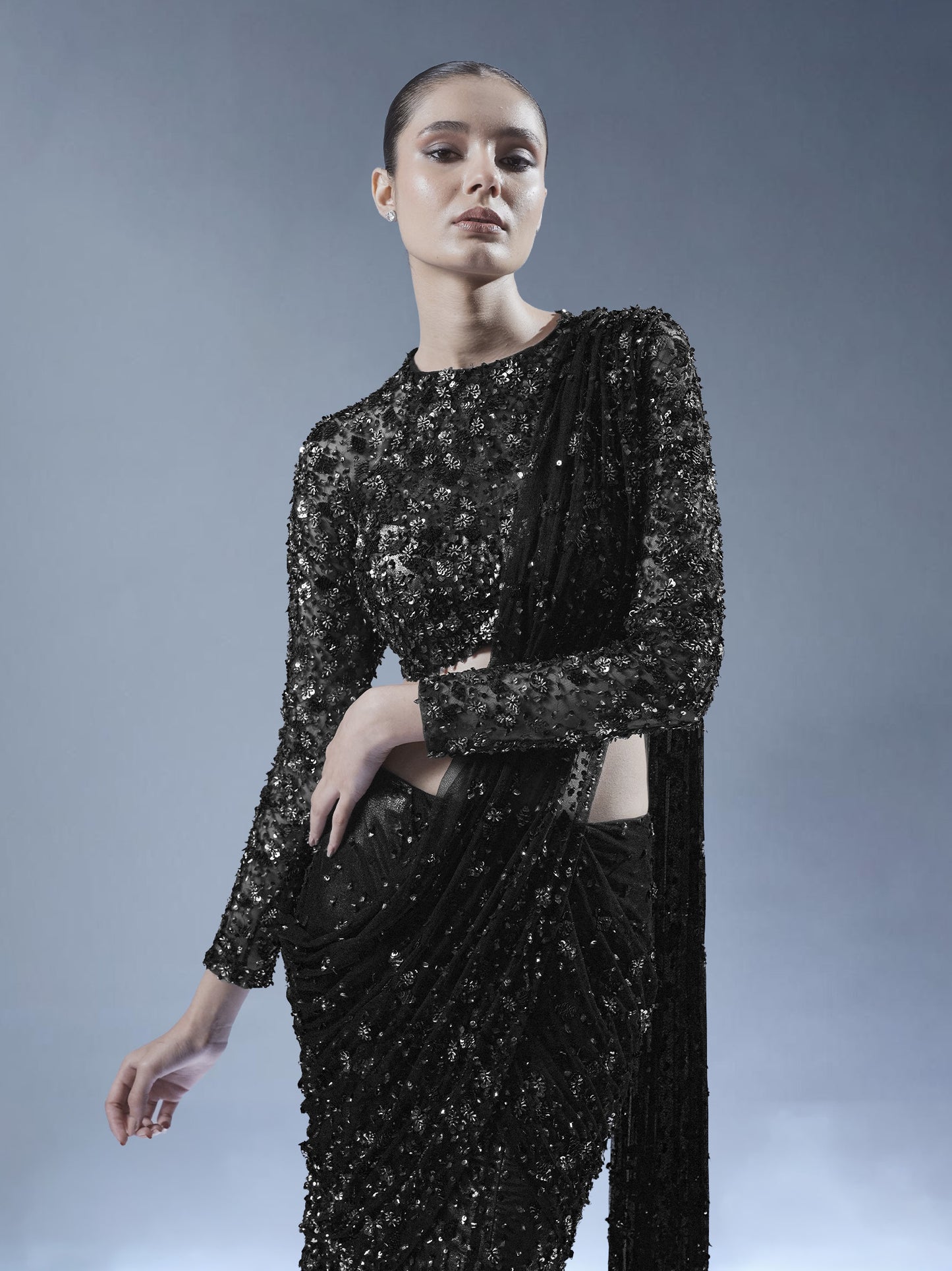Midnight Ember Drape Saree