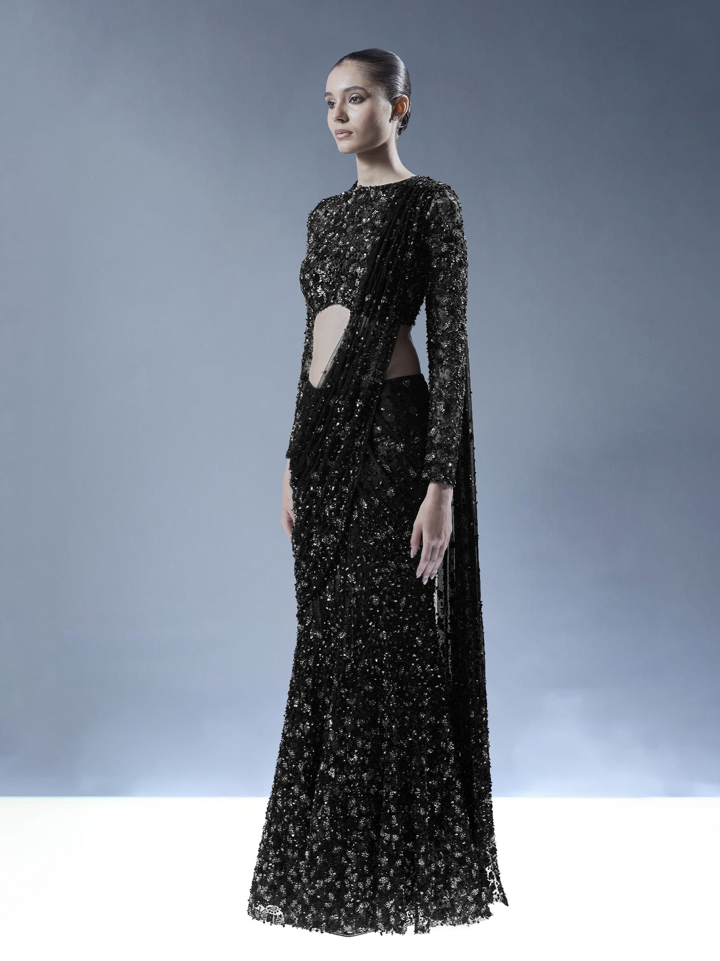 Midnight Ember Drape Saree