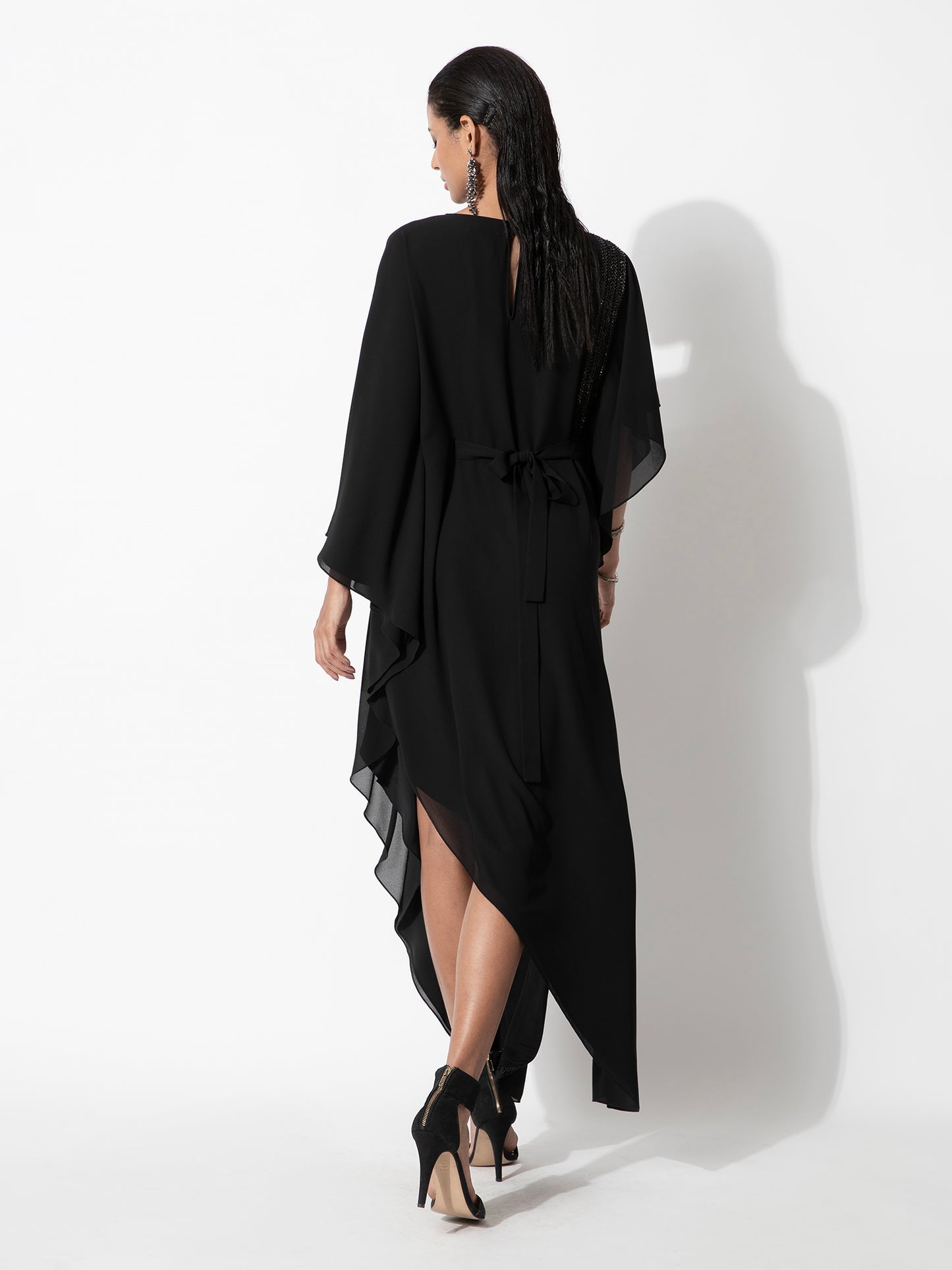 Asymmetric Tunic With Bead Embroidery And Belt