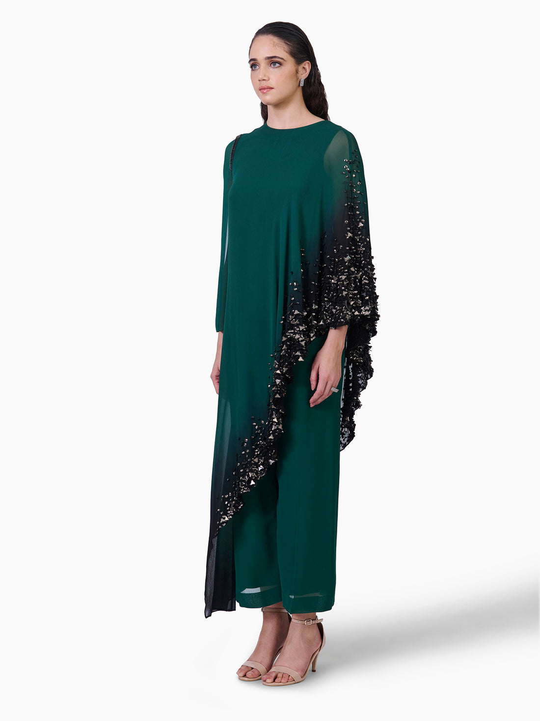 Elegant Emerald Green Embellished Kurta Set