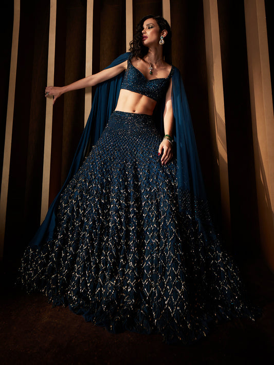 Sanh Fringe Lehenga Set
