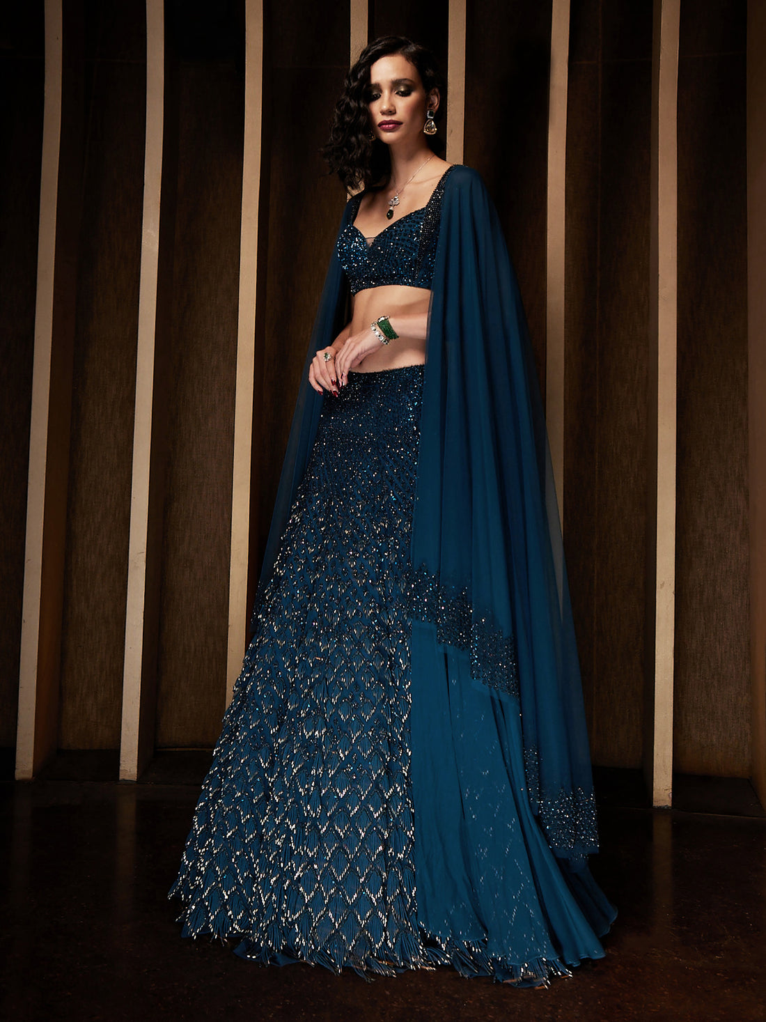 Sanh Fringe Lehenga Set