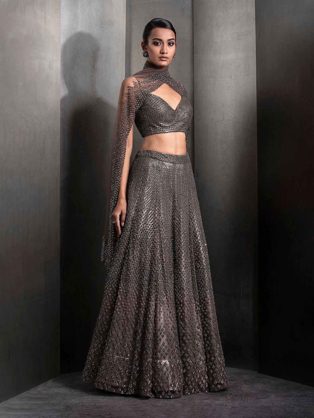 Gunmetal Kepler Lehenga Set