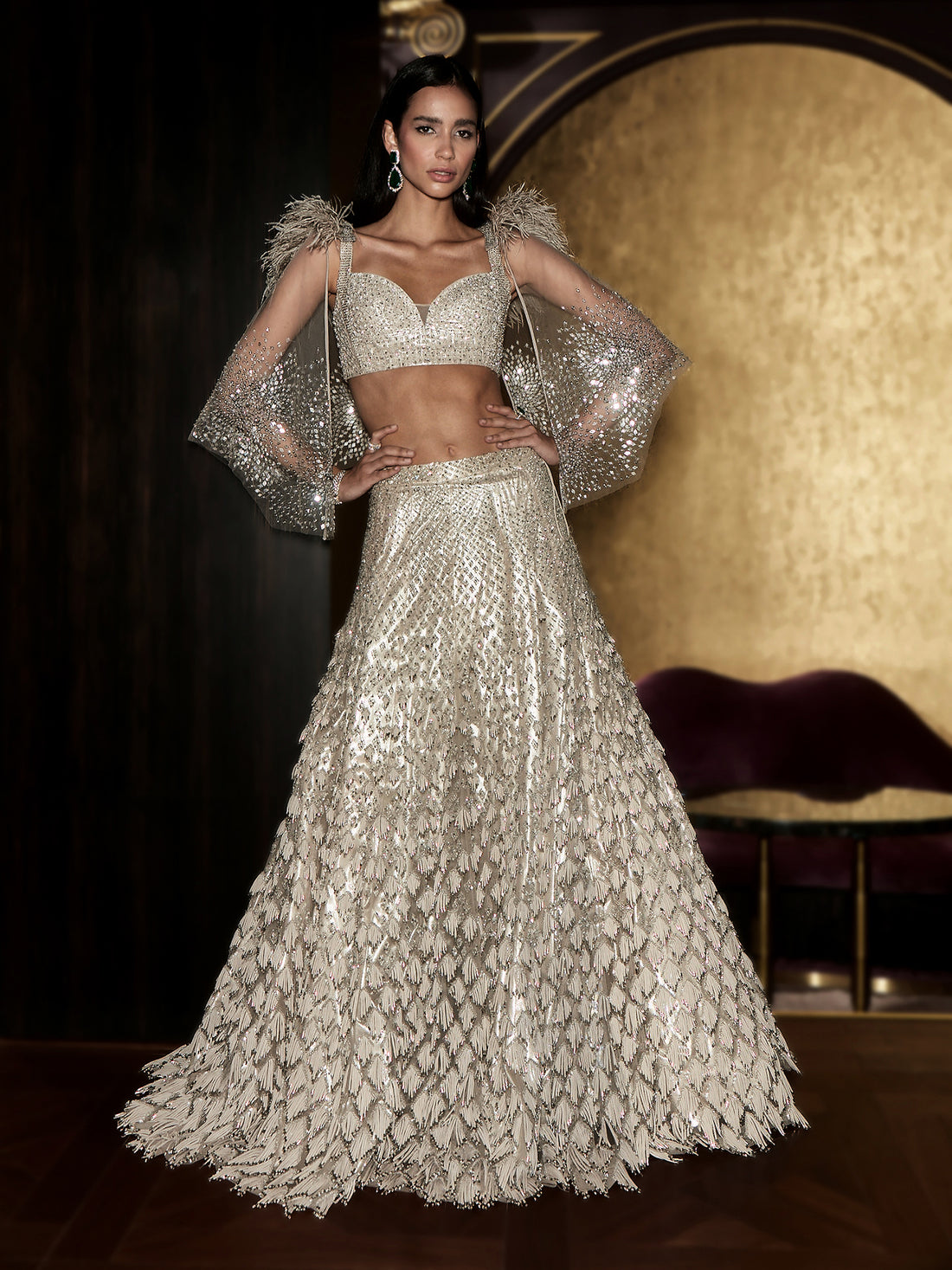 Sanh Fringe Lehenga Set