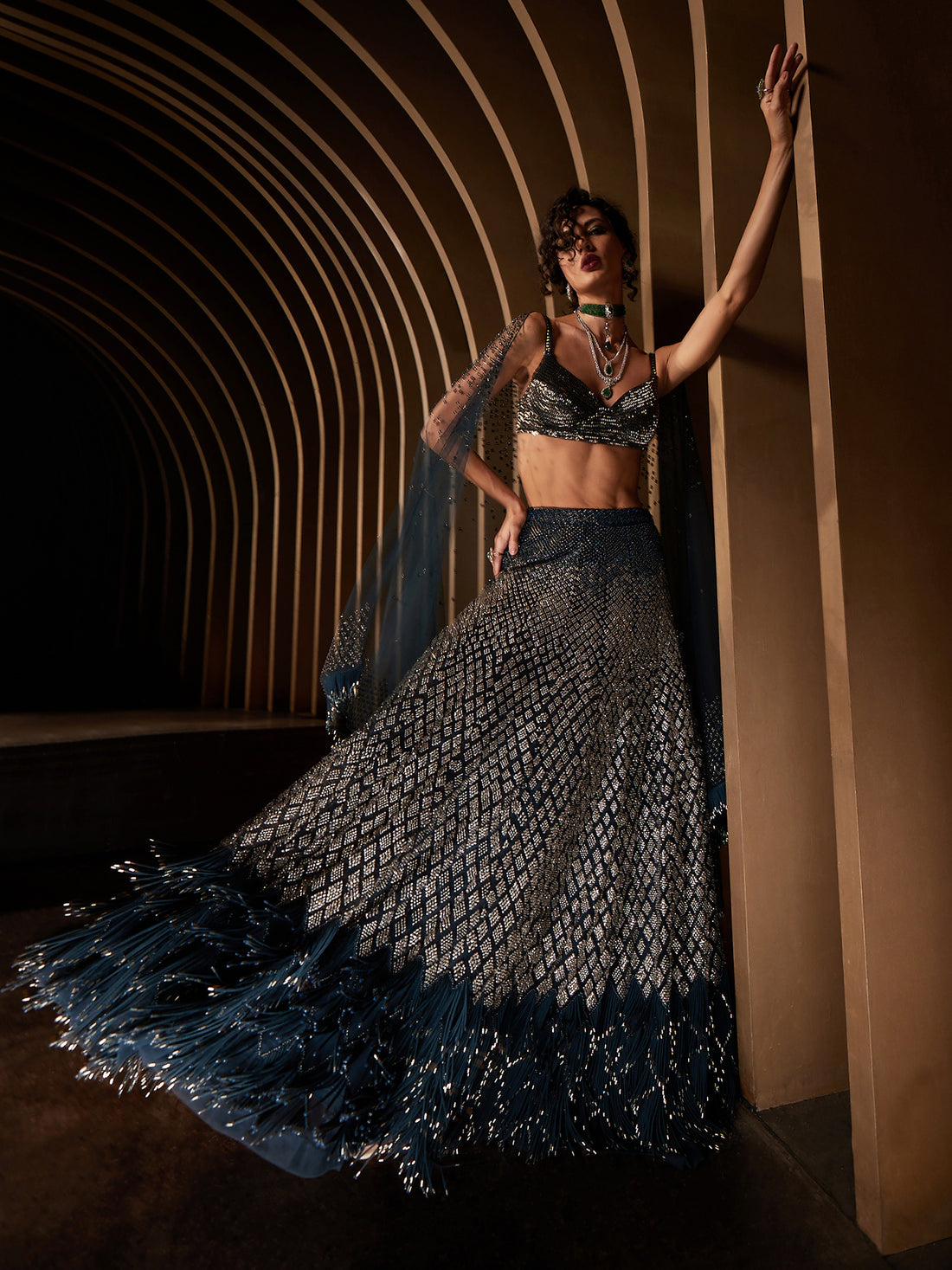 Crest Metallic Lehenga Set