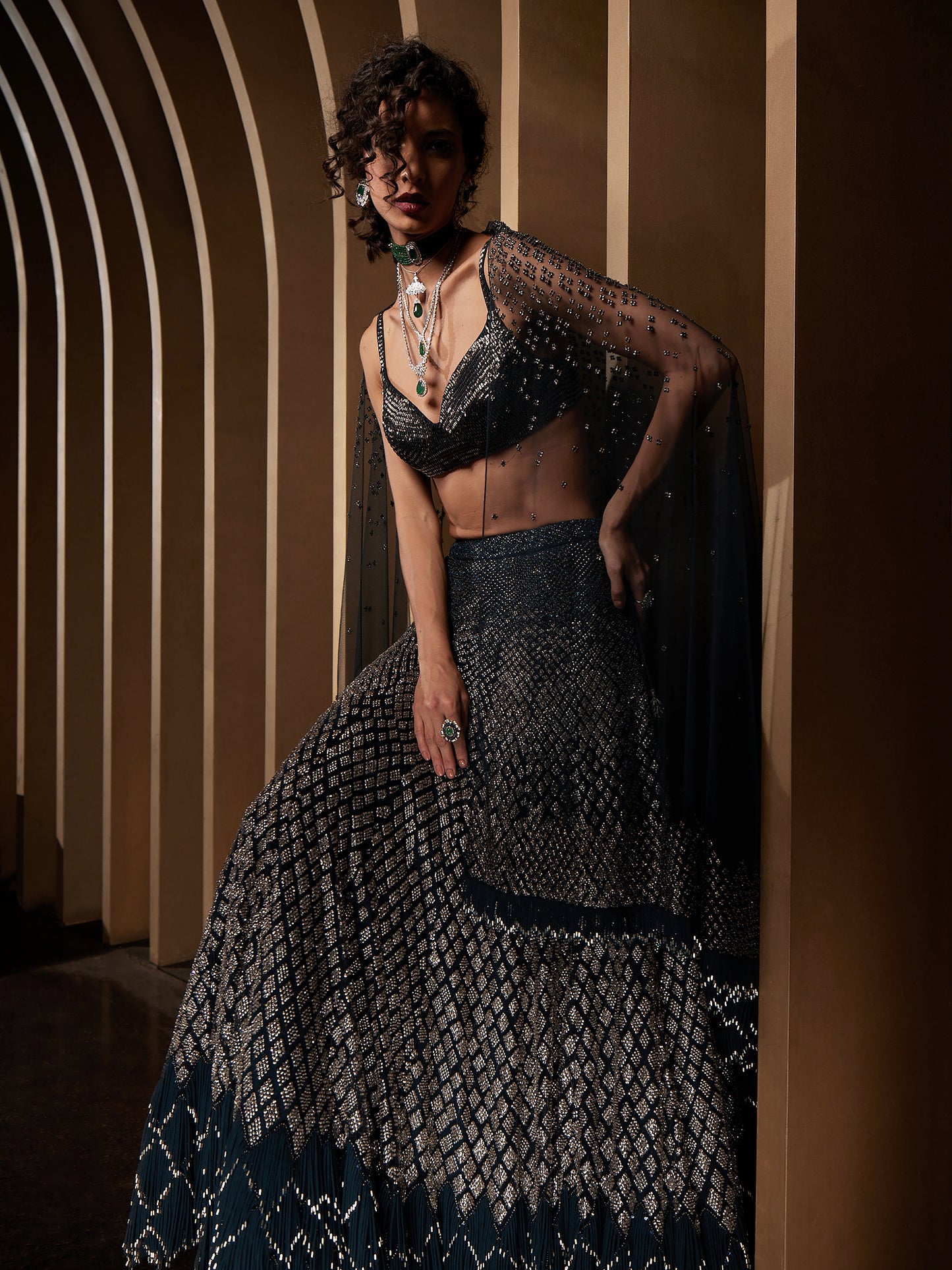 Crest Metallic Lehenga