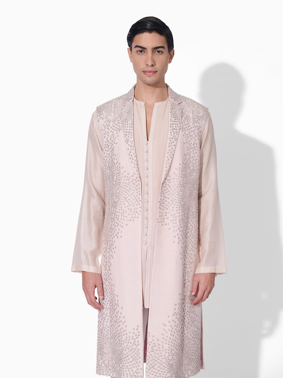 Periwinkle Open-Front Long Jacket Set