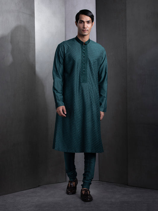 Fish Scale Kurta With Silk Thread Stitches Long Kurta