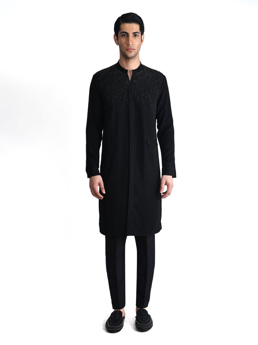 Black Zipper Rays Kurta