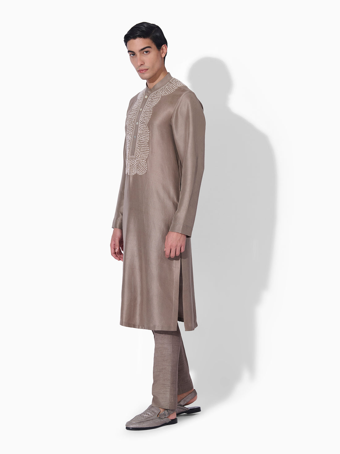 Mocha Mousse Embroidered Kurta Set