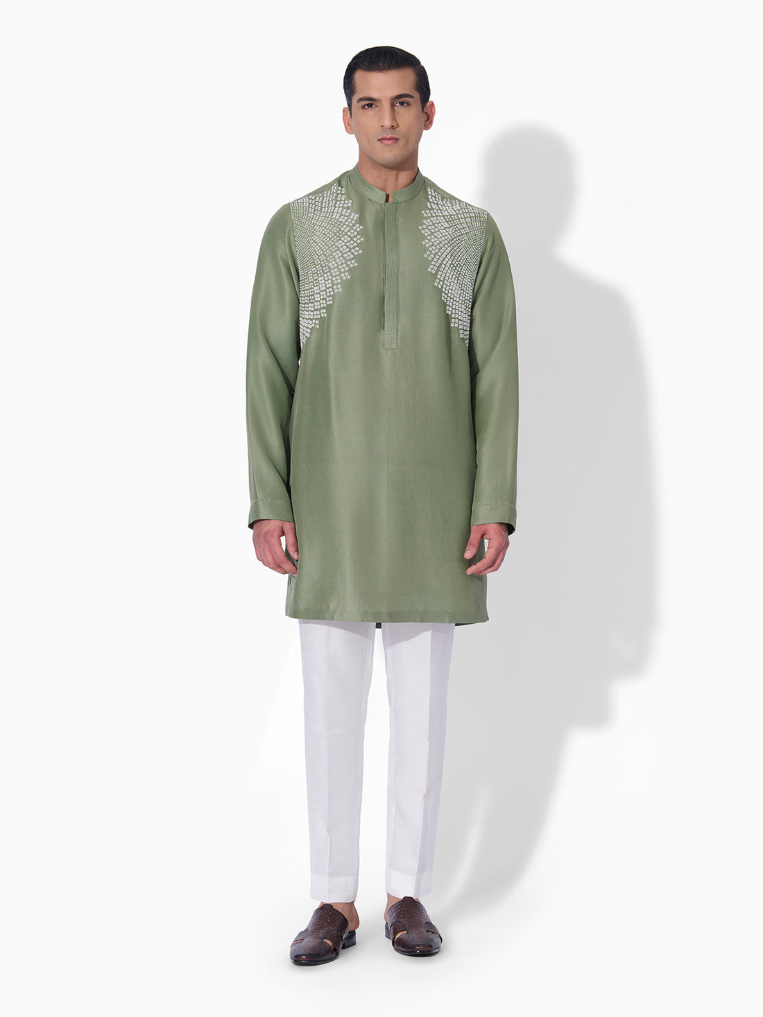 Green Fern Embroidered Kurta Set