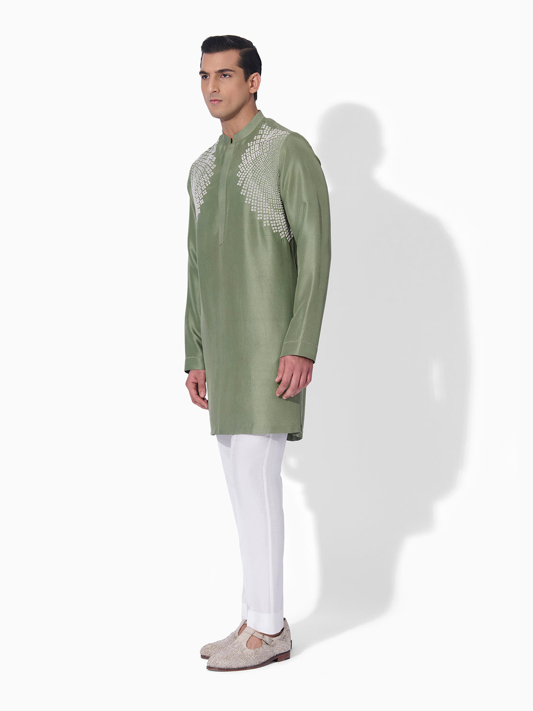 Green Fern Embroidered Kurta Set