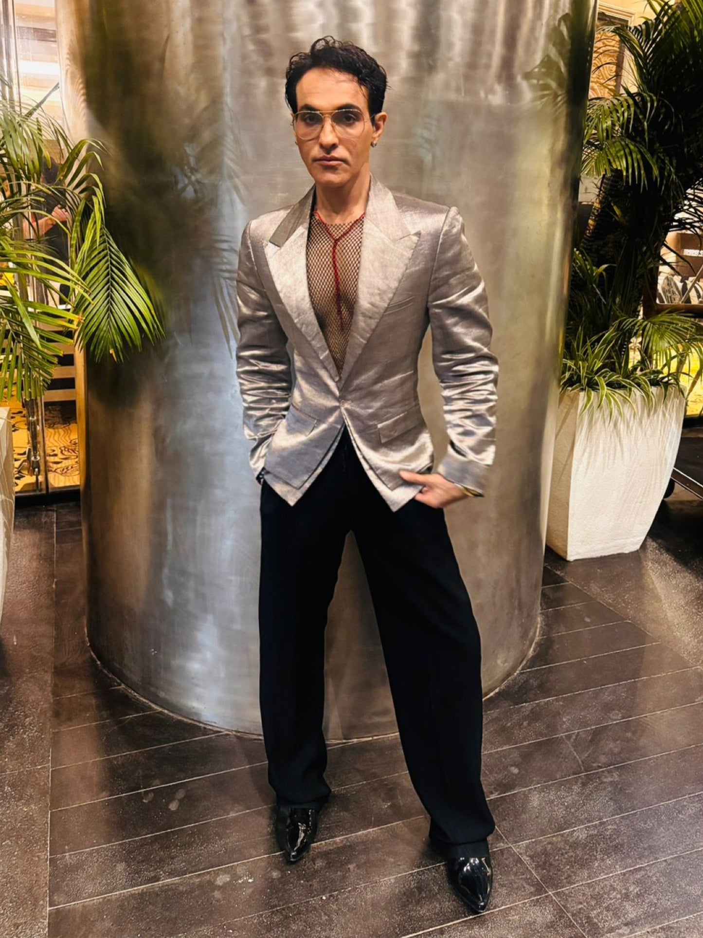Mozez Khan In Our Classic Metallic Silver Jacket