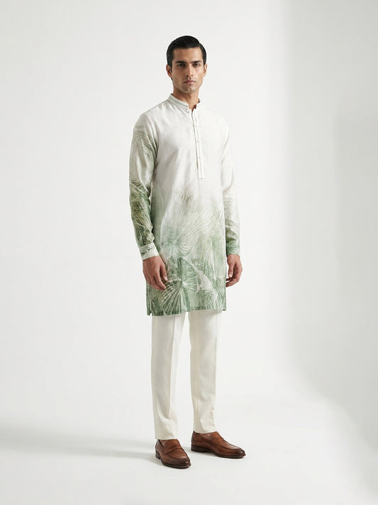 Botanical Gradient Band Collar Kurta set
