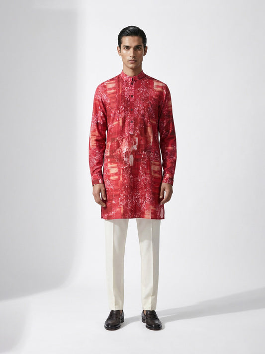 Painterly Stripe Print Kurta Set
